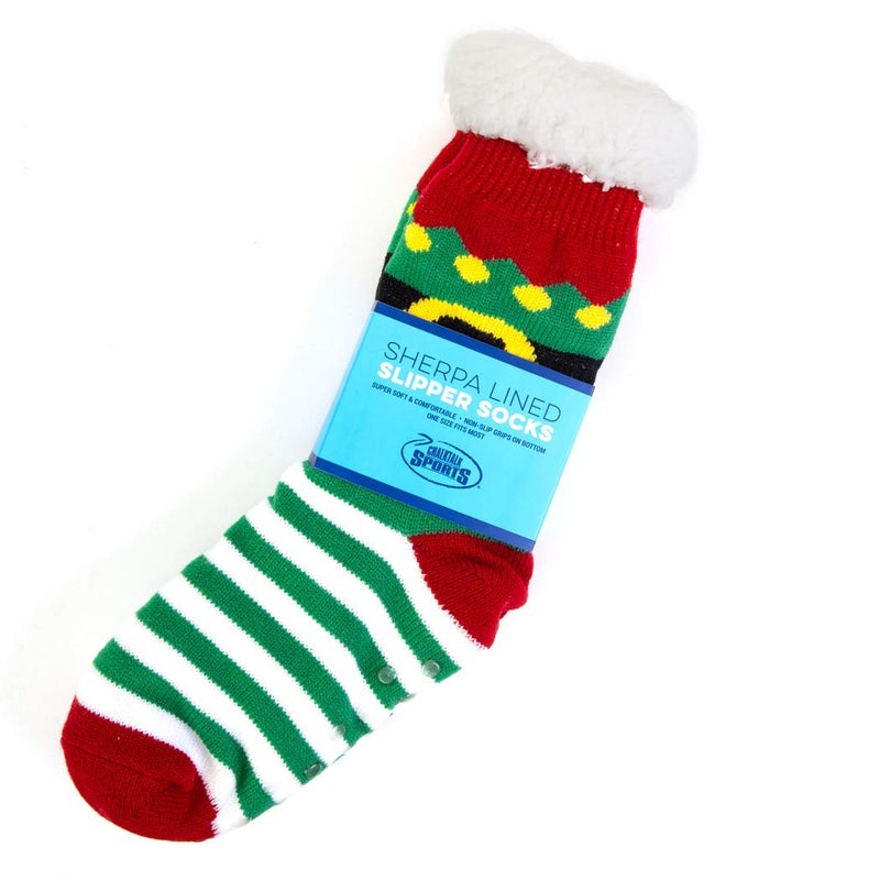 ChalkTalkSPORTS Christmas Elf Slipper Sock | Holiday Socks | Sherpa Fleece Lined | One Size Fits Most - Image 4